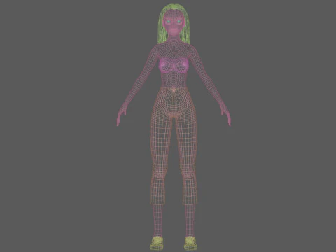 Cartoon basic woman V26831 3D Model