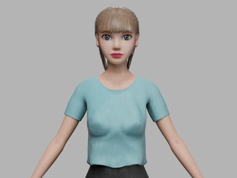 Cartoon pretty woman V25181 3D Model
