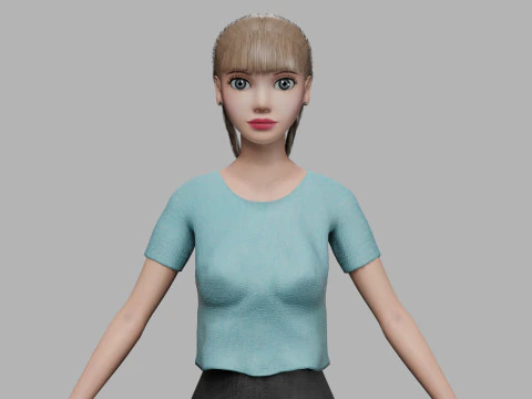 Mulher bonita de desenho animado V25181 Modelo 3D