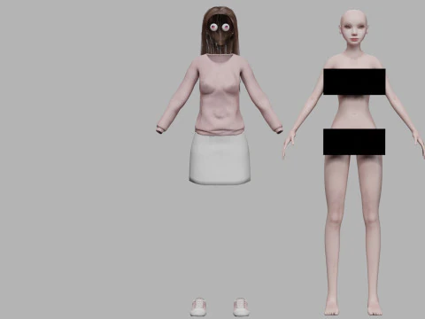 Cartoon standard woman V31712 3D Model