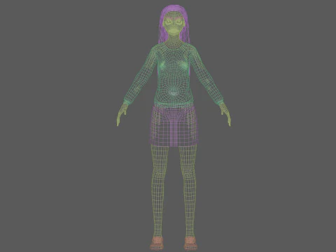 Cartoon standard woman V31712 3D Model