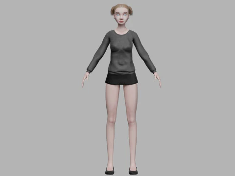 Cartoon stylized woman V20213 3D Model
