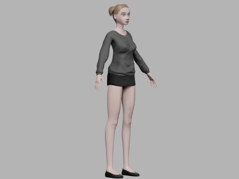 Cartoon stylized woman V20213 3D Model