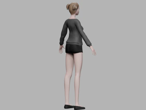 Cartoon stylized woman V20213 3D Model