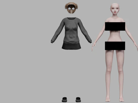 Cartoon stylized woman V20213 3D Model