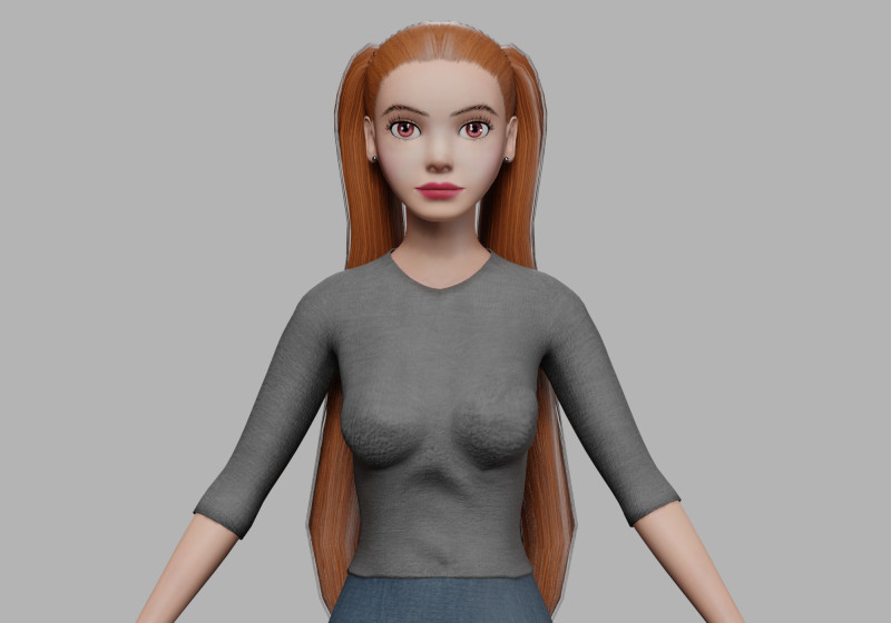 Cartoon teen woman V22686 3D Модель .c4d .max .obj .3ds .fbx .stl .blend 