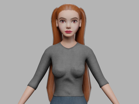 Cartoon teen woman V22686 3D Model