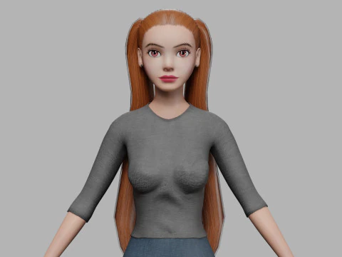 Karikat&uuml;r gen&ccedil; kadın V22686 3D Model