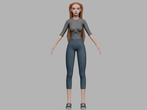 Cartoon teen woman V22686 3D Модель