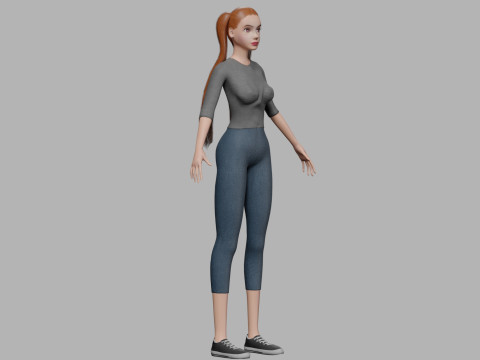 Cartoon teen woman V22686 3D Модель