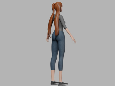 Cartoon teen woman V22686 3D Модель