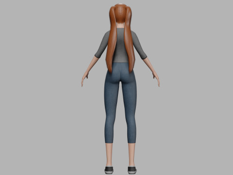 Cartoon teen woman V22686 3D Модель
