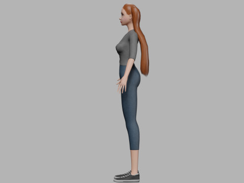 Cartoon teen woman V22686 3D Модель