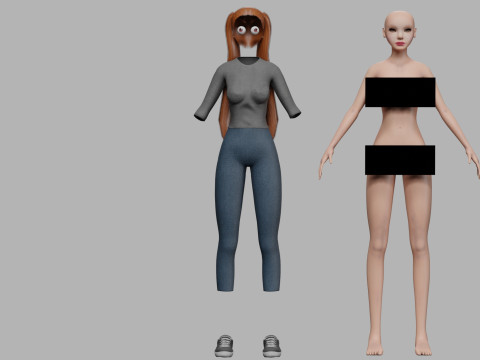 Cartoon teen woman V22686 3D Модель