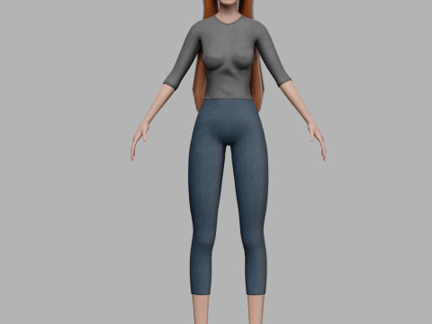 Cartoon teen woman V22686 3D Модель