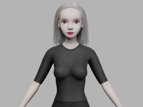Cartoon young woman V27734 3D Model
