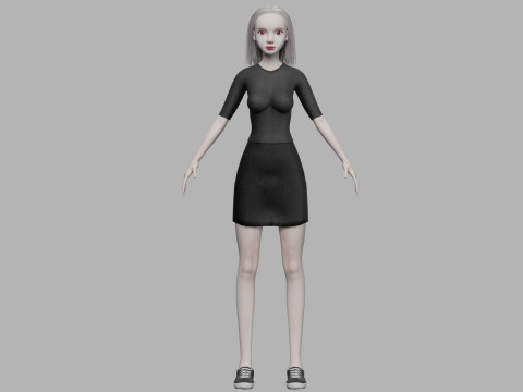 Cartoon young woman V27734 3D Model