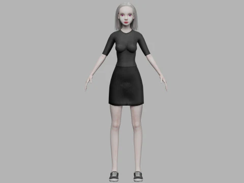 Cartoon young woman V27734 3D Model