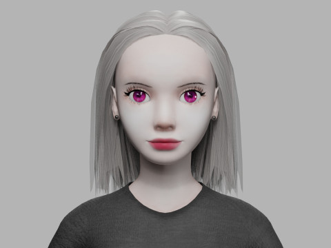 Cartoon young woman V27734 3D Model
