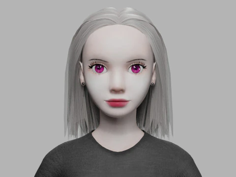 Cartoon young woman V27734 3D Model