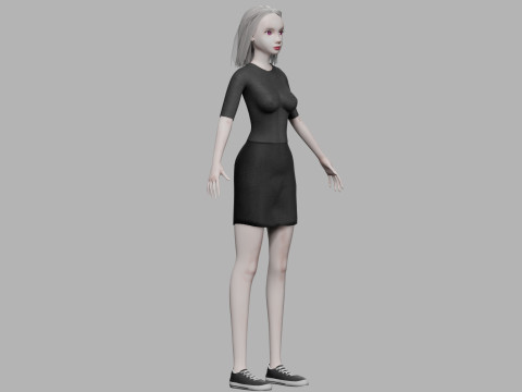 Cartoon young woman V27734 3D Model