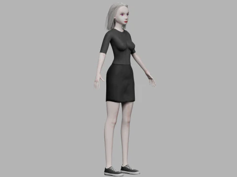Cartoon young woman V27734 3D Model