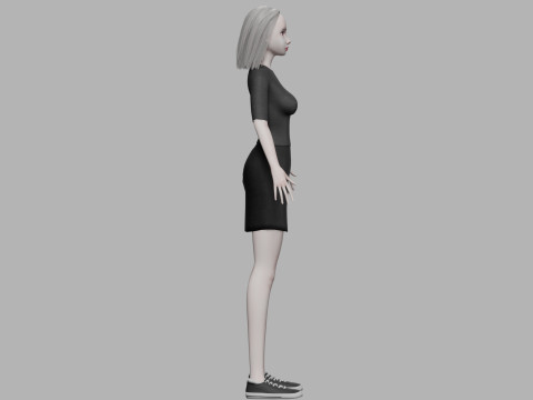 Cartoon young woman V27734 3D Model
