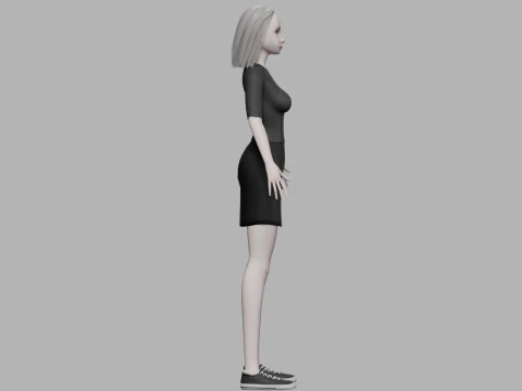 Cartoon young woman V27734 3D Model