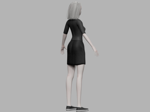 Cartoon young woman V27734 3D Model