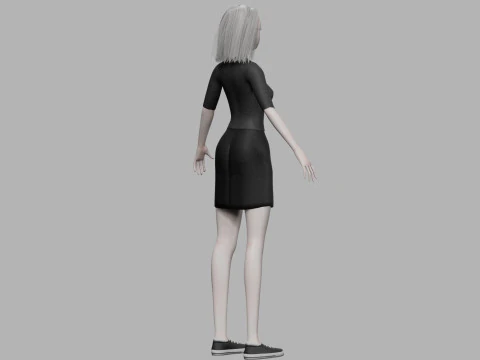 Cartoon young woman V27734 3D Model