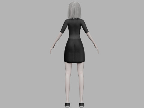 Cartoon young woman V27734 3D Model