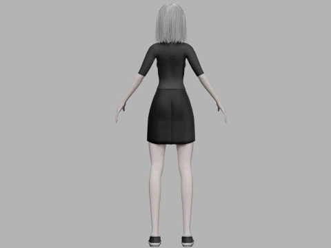 Cartoon young woman V27734 3D Model
