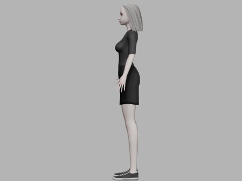Cartoon young woman V27734 3D Model