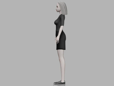 Cartoon young woman V27734 3D Model