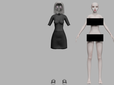 Cartoon young woman V27734 3D Model