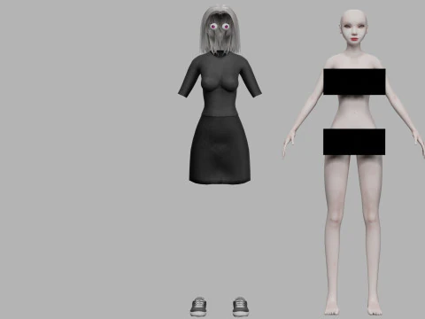 Cartoon young woman V27734 3D Model