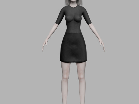 Cartoon young woman V27734 3D Model