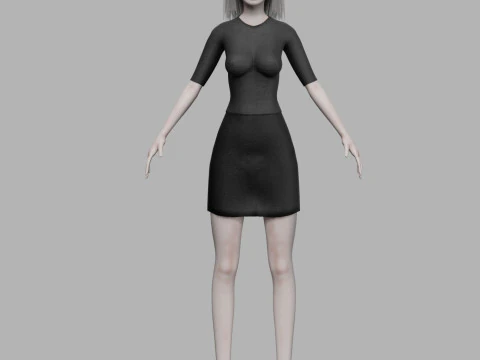 Cartoon young woman V27734 3D Model