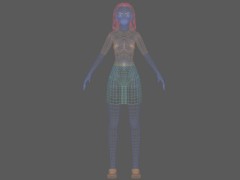 Cartoon young woman V27734 3D Model