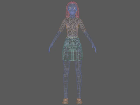 Cartoon young woman V27734 3D Model