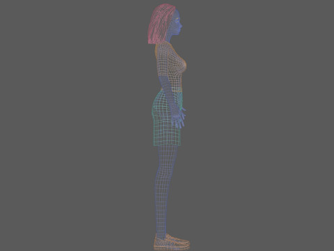 Cartoon young woman V27734 3D Model