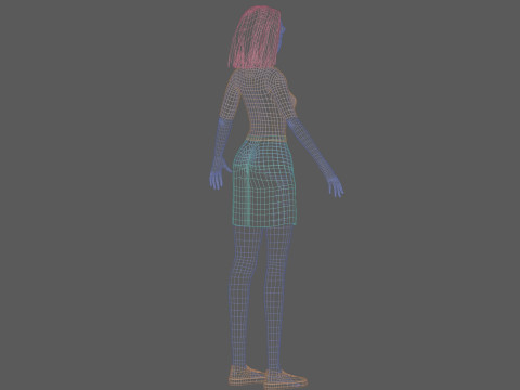 Cartoon young woman V27734 3D Model