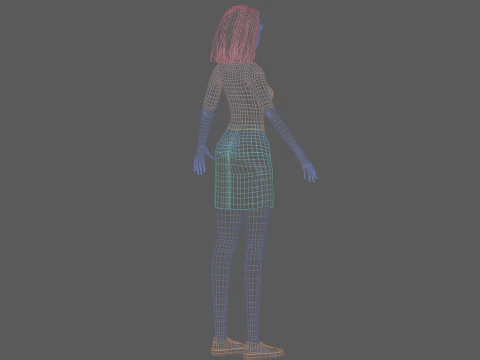 Cartoon young woman V27734 3D Model