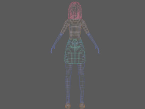 Cartoon young woman V27734 3D Model