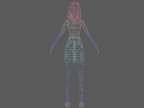 Cartoon young woman V27734 3D Model