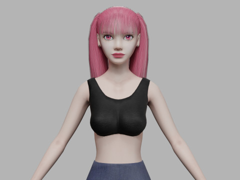 Cute beautiful woman V20141 3D Model