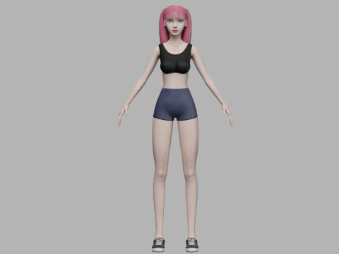 Cute beautiful woman V20141 3D Model
