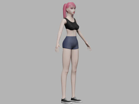 Cute beautiful woman V20141 3D Model