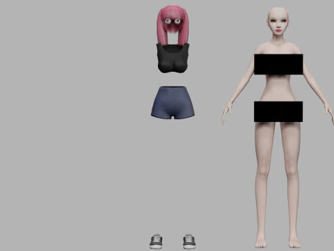 Cute beautiful woman V20141 3D Model