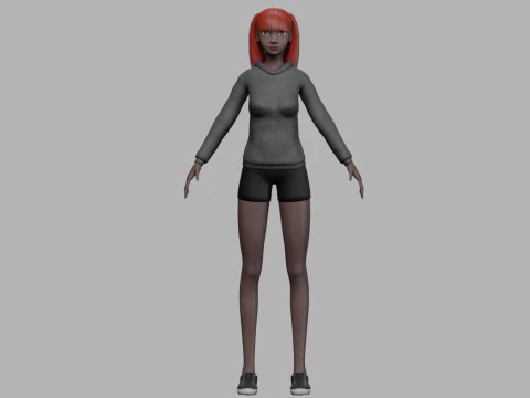 Cute black woman V22613 3D Model